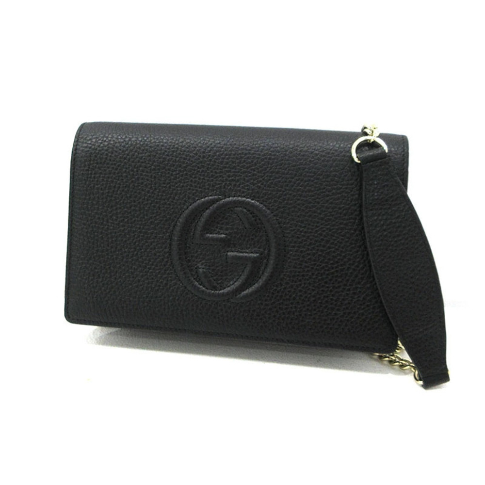 Gucci Interlocking G Soho Chain Wallet Shoulder Bag Black
